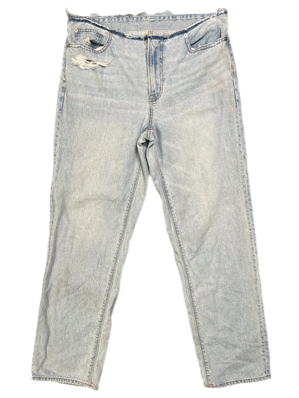 American Eagle Light Blue Womens Denim Jeans - Distressed Casual Relaxed Fit